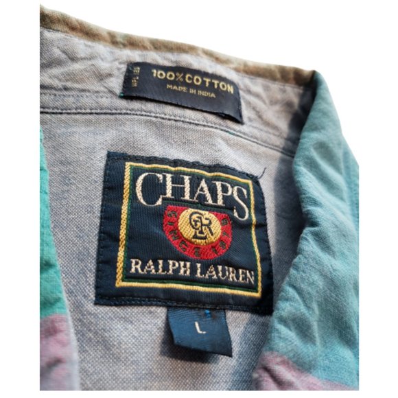Chaps Ralph Lauren Colorblock Plaid Button Up Shirt | Men's Large L Multi-color - Picture 4 of 6
